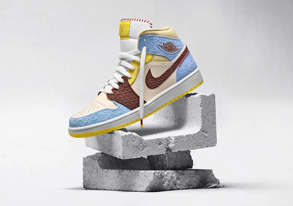 Air Jordan 1 posée sur un bloc de béton